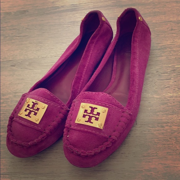 Tory Burch Shoes - Tory Burch Purple Suede Driving Moccasins